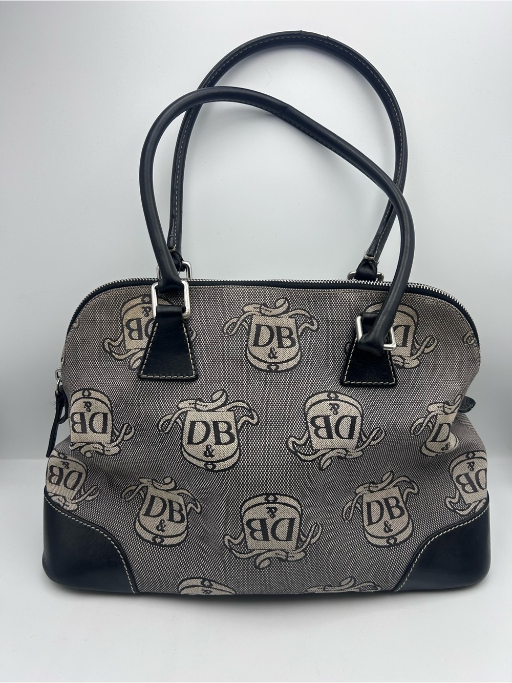 Dooney & Burke Pattern Black & Beige Satchel Bag